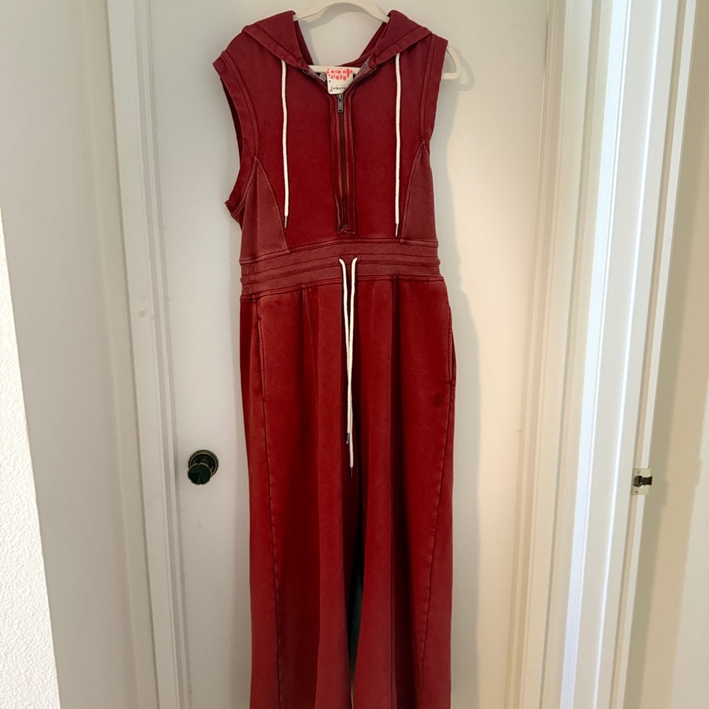 FP Movement by Free People Burgundy Hooded Jumpsuit